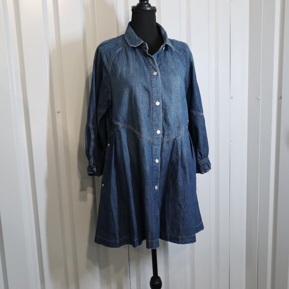 We The Free Dresses & Skirts - We The Free Womens Hannah Denim Mini Dress Dark Wash Size Small Button Front EUC